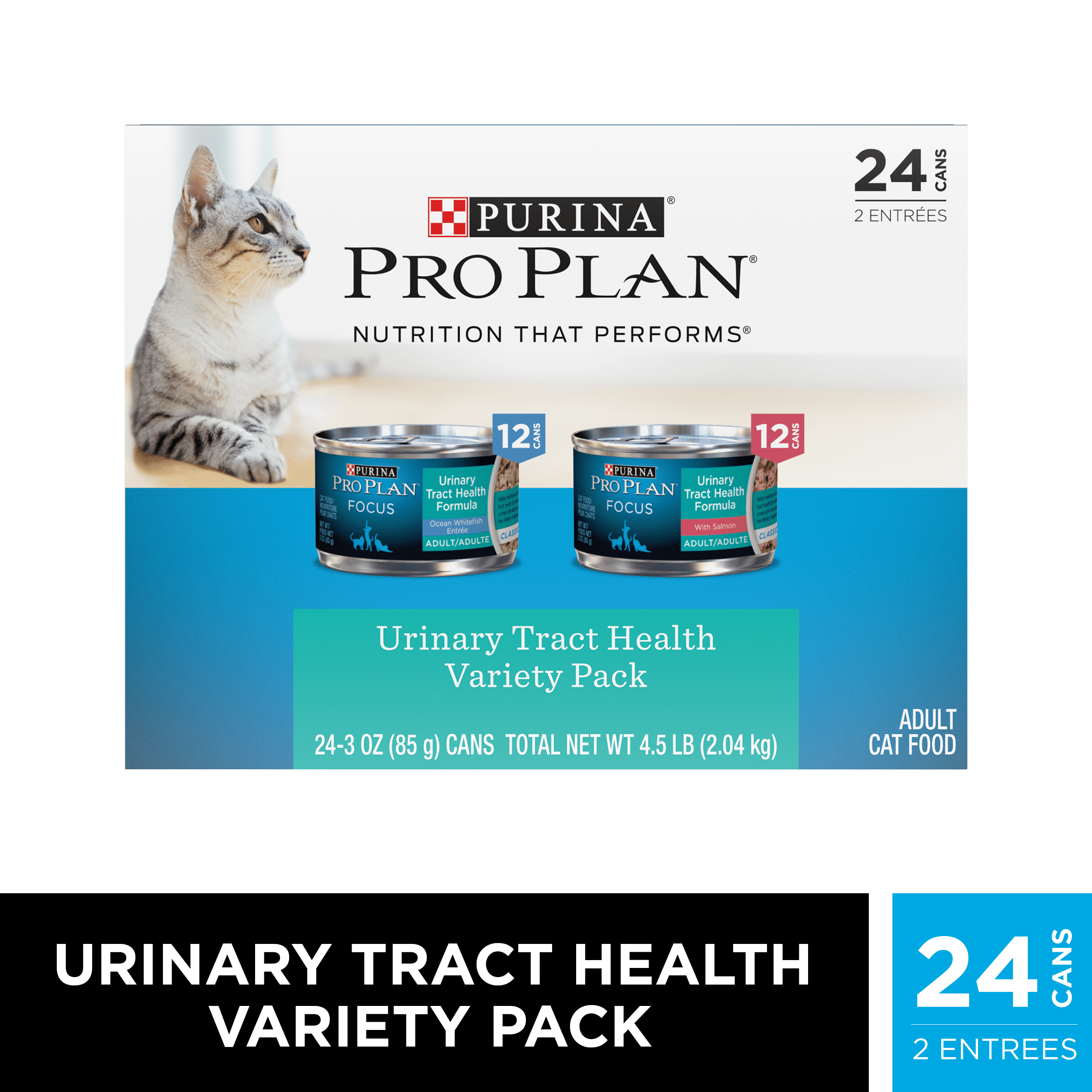 (24 Pack) Purina Pro Plan Pate Wet Cat Food Variety Pack, Focus Urinary