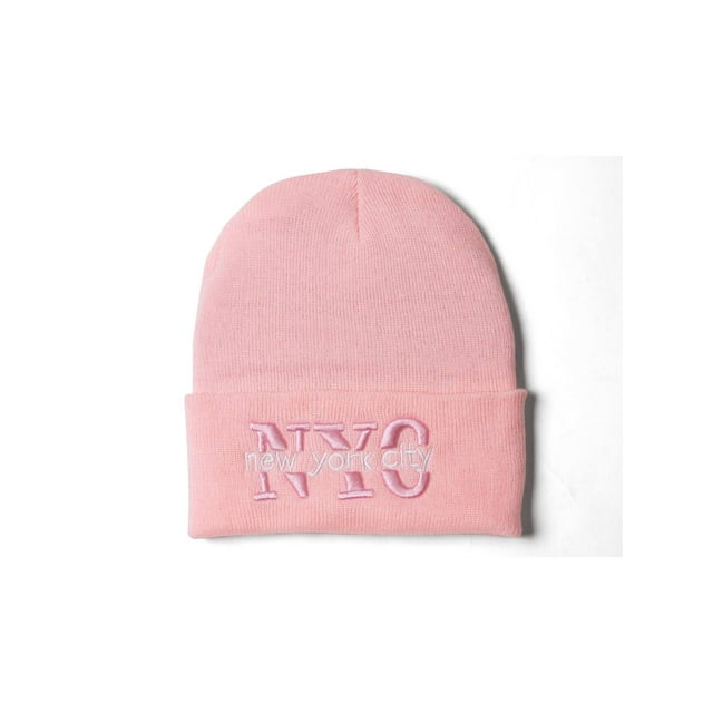 City Caps New York Bonnet d'Hiver Rose Clair avec Revers