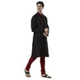 thumbnail image 2 of Ethnix Men's Indian Embroidered Mandarin Collar Festive Kurta Tunic Pajama Set; Black; XS, 2 of 3