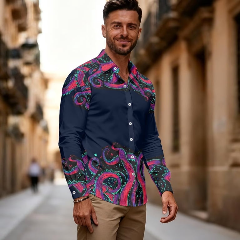 octopus dress shirt Men's slim fit shirt with octopus print