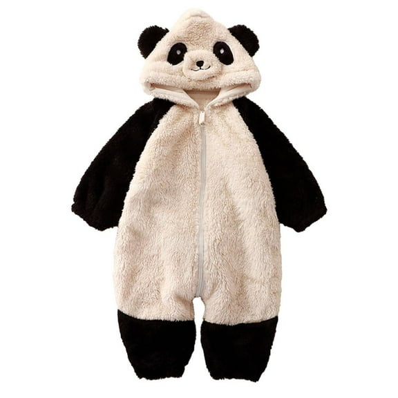 VERUGU Baby Romper Fall Winter Infant Toddler Baby Long Sleeve Rabbit Plush Warm Hooded Romper Cute Print Casual Jumpsuit