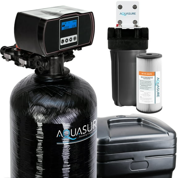 Aquasure Harmony Series 48,000 Grains Whole House Water Softener Bundle with Pleated Sediment Pre-Filter for 3-4 bathrooms (AS-HS48FMP)
