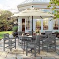 thumbnail image 4 of DYCANPO 66'' Outdoor Dining Table with Umbrella Hole, HDPS Rectangle Patio Table, Gray, 4 of 7
