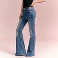 thumbnail image 4 of Women's High Waist Flare Jeans, Slim Fit Bootcut Denim Pants, Retro Washed Jeans for Women, Y2K Inspired Casual Jeans, Everyday Wear and 70s Style Outfits-Light Blue, 4 of 9
