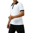 thumbnail image 5 of Luiryar Plus Size Men's Quarter Zip Polo Shirts Casual Short Sleeve Lapel Collar Contrast Color Slim Fit Tops, 5 of 9