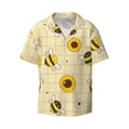 thumbnail image 5 of PAYOHTO Cute Bee Sunflower Yellow Mens Hawaiian Casual Short-sleeved Shirt Tropical Summer Beach Button Down Shirts, 5 of 7