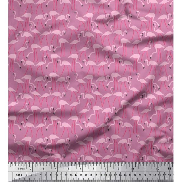 Soimoi Rayon Fabric Flamingo Bird Print Sewing Fabric Yard 56 Inch Wide