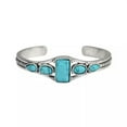 thumbnail image 3 of EOEMY Turquoise Women Tibetan 925 Silver Open Bangle Cuff Bracelet Wedding Jewelry-1, 3 of 4