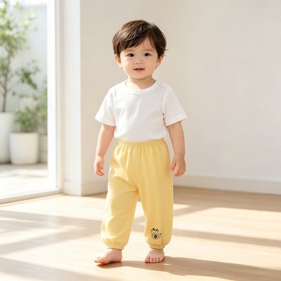 LILIYA Sweatpants for Girls&Boys, Elastic Basic Harem Long Pants Bloomers Soft Breathable Casual Joggers Thin Pull On Lightweight Airy Pants for Spring&Autumn&Winter 3-4 Years