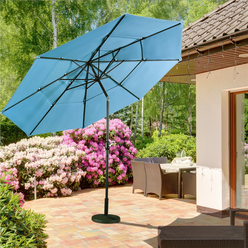 Renwick 10ft Outdoor Vented Table Umbrella with 8 Sturdy Ribs, Sky Blue