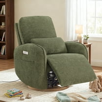 Spruce & Spring Power Swivel Nursery Glider Recliners with Lumbar Pillow and Charging Port for Living Room, Moss Green