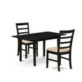 thumbnail image 2 of East West Furniture Norfolk 3-piece Wood Dining Set with Ladder Back in Black, 2 of 6