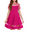 Hot Pink, variant on Girls Contrast Mesh Short Sleeve A Line Party Dresses Red Formal Dress with Pockets for Tween 5-12Y