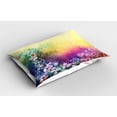 thumbnail image 2 of Ambesonne Floral Pillow Sham 2 Pack, Spring Flowers Ivy Art, 26"x20", Purple Yellow Multicolor, 2 of 3