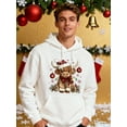 thumbnail image 2 of Highland Cow Christmas Hoodie Christmas Highland Cow Sweatshirt Cows Lover Santa Hat Pullover Shirts, 2 of 5