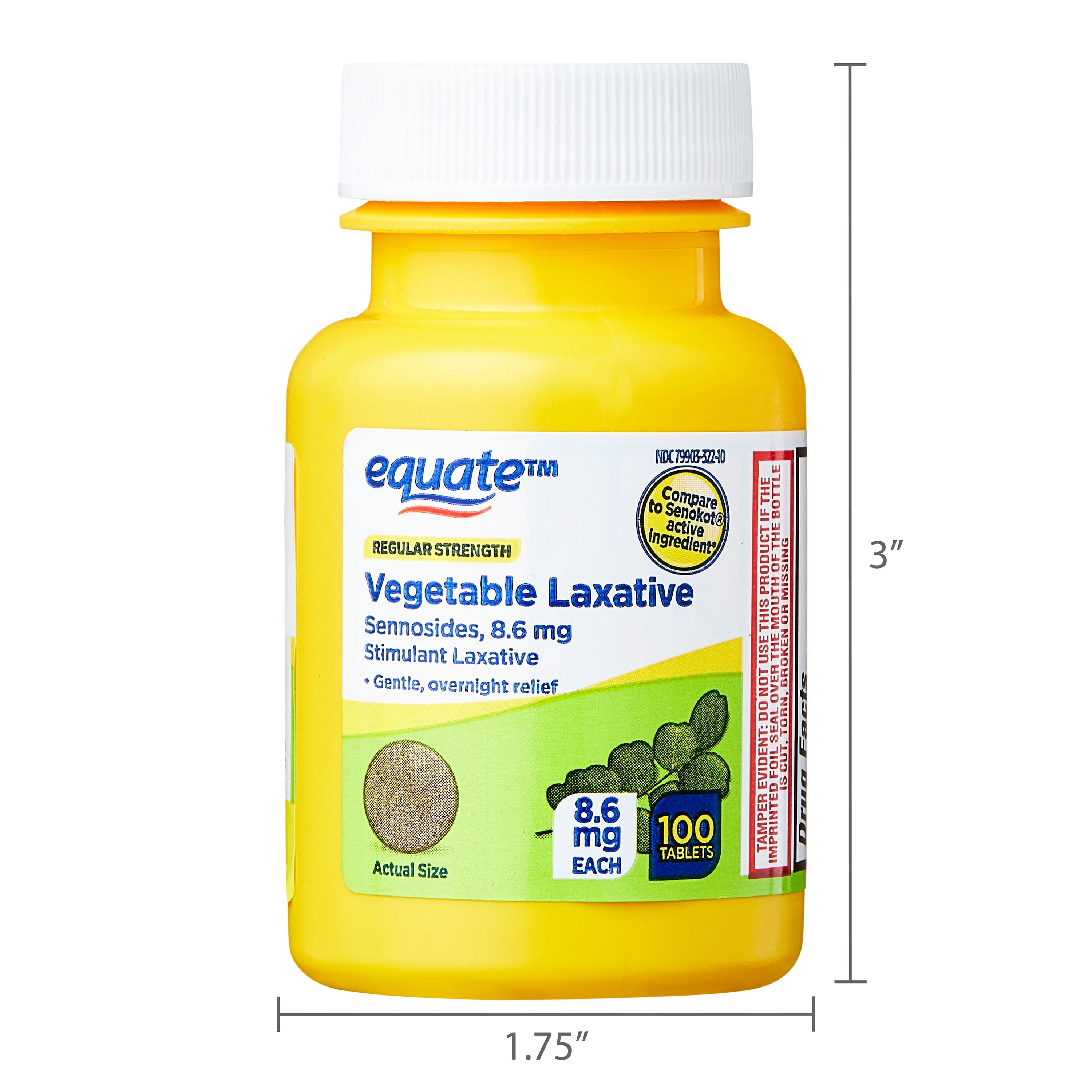 Equate Gentle Relief Sennosides 8.6mg Laxatives Tablets for Digestive Concern with 100 Tablets