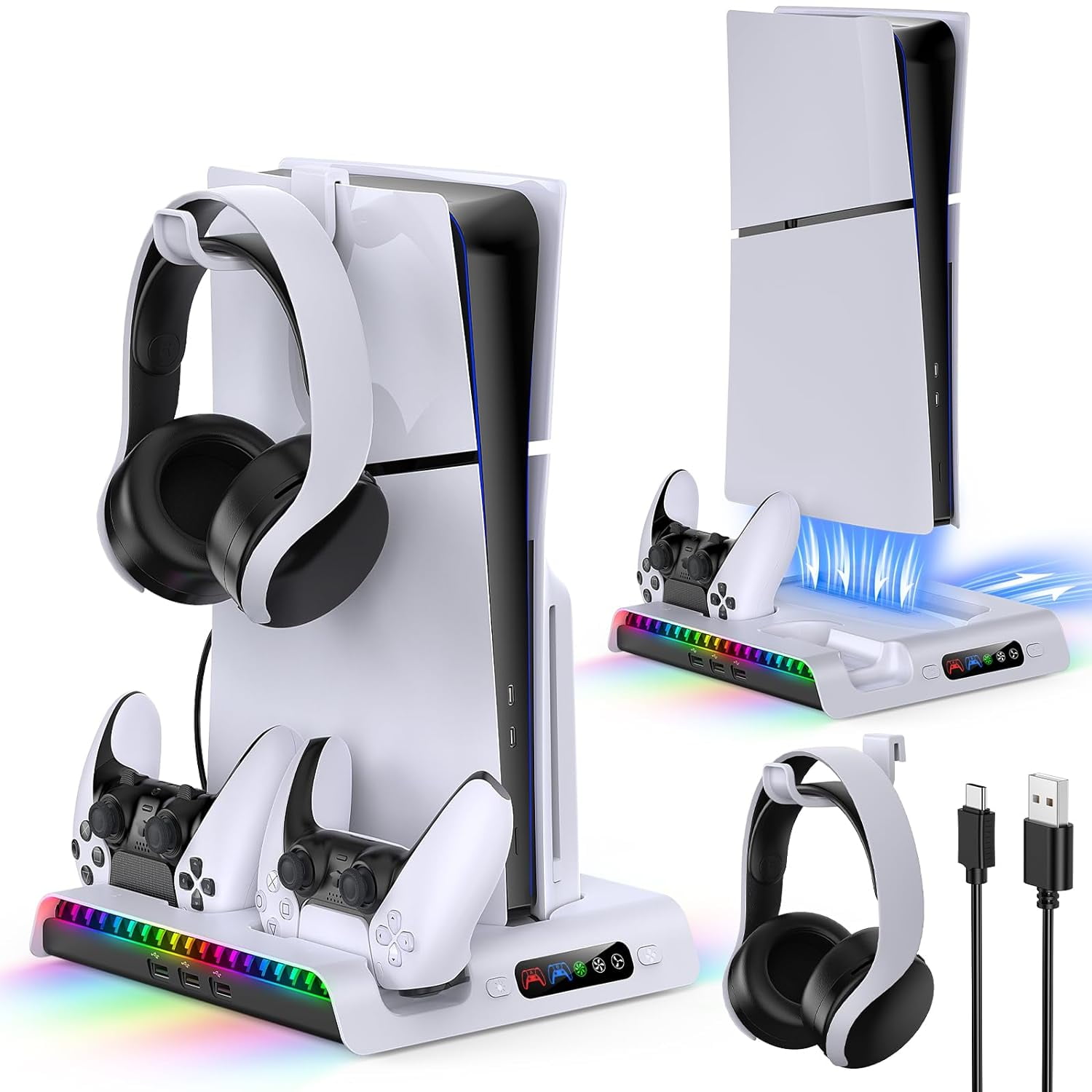 PDP Metavolt Dual Charger for Xbox Series X/S or Xbox One, Magnetic Charging Station for Two Wireless Xbox Controllers, Cinematic Lights with Auto-Dim, Officially Licensed by Microsoft White EU Plug