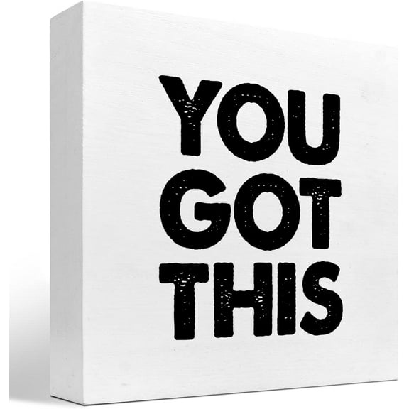 Zomyto 7x7 Inch You Got This Wooden Box Sign Decor Desk Sign,Inspirational Saying Wooden Box Block Sign