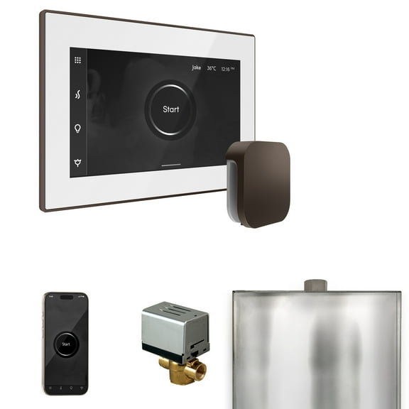Mr Steam XButler Steam Shower Pkg w/iSteamX Control and Linear Steamhead in White OilRubBronze