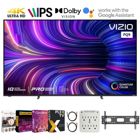 Vizio P75Q9-J01 P-Series Q9-J01 75" Class HDR 4K UHD Smart Quantum Dot LED TV Bundle with 37-100 Inch TV Wall Mount + 6-Outlet Surge Adapter + 2x 6FT 4K HDMI Cable