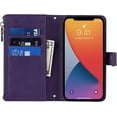 thumbnail image 6 of iPhone 12 Pro Max Phone Case Wallet for Women Men with Credit Card Holder, iPhone 12 Pro Max Crossbody Case with Strap Shoulder Lanyard, Zipper Pocket PU Leather Cases,6.7 Inch Purple, 6 of 14