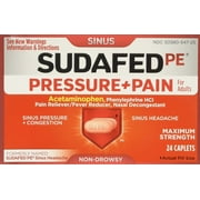 Sudafed Pressure and Pain Caplets for Adults, 24 Count,Pack of 2
