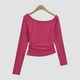 thumbnail image 5 of WAITLOVER Camiseta básica para mujer, hombro inclinado, base de terciopelo fina elástica, novedad de 2024, 5 of 7
