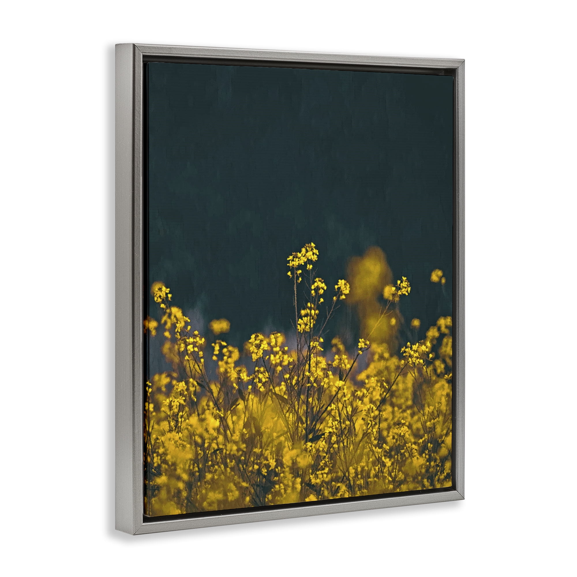 Stupell Industries Marigold Meadow Flowers Plants & Flowers Photography Gray Floater Framed Canvas Art Print Wall Art, 17 x 21