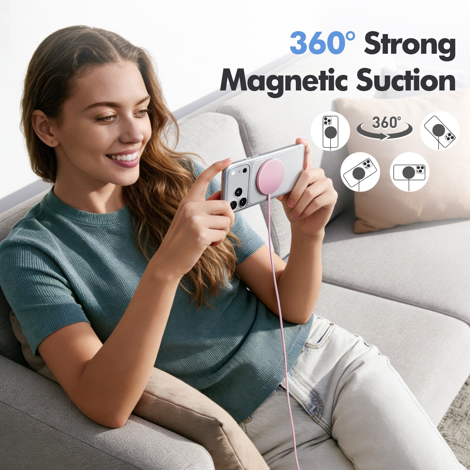 Magnetic Wireless Charging Pad [2-Pack], Ultra-Thin Pink Magnetic Charger, 25W Fast Wireless Charger Compatible with iPhone 17/16/15/14/13/12, AirPods