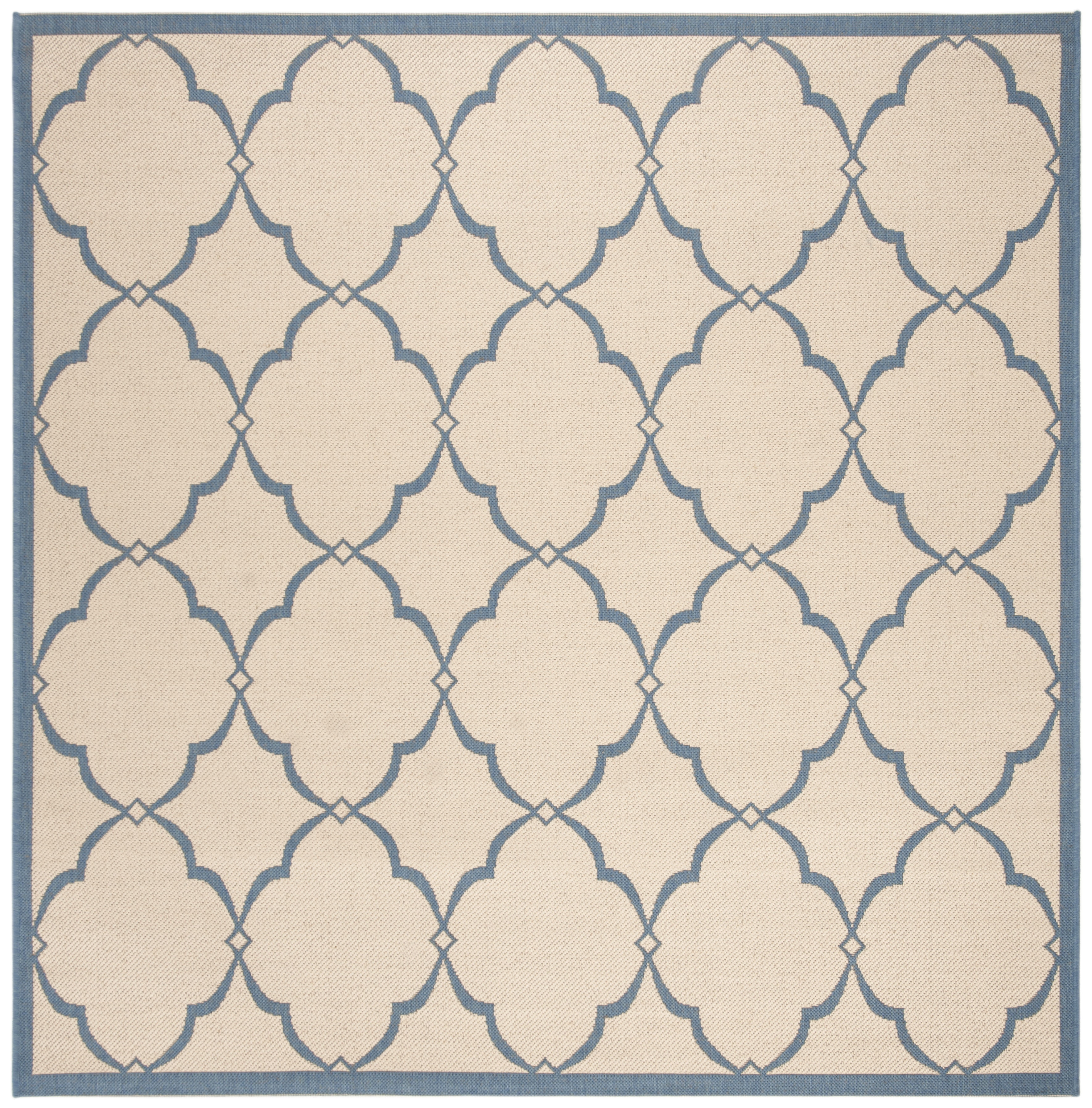 SAFAVIEH Beach House Nick Indoor/Outdoor Area Rug Cream/Blue, 6'7" x 6'7" Square