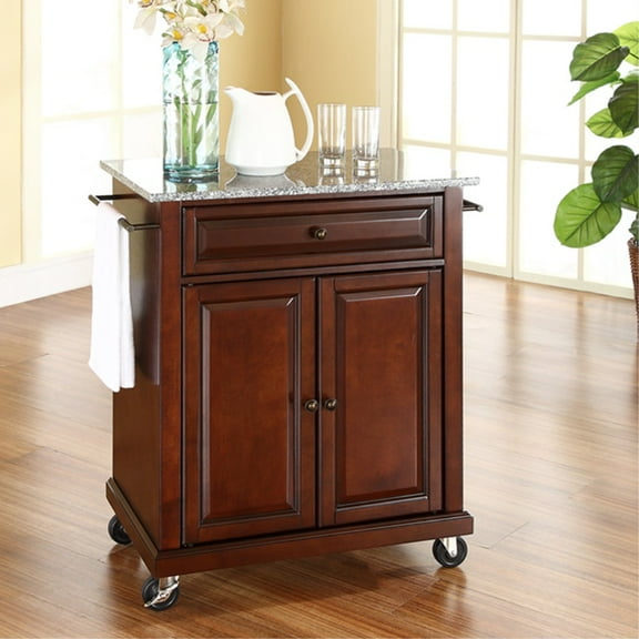 Durable Solid Hardwood Kitchen Island with Elegant Raised Panel Doors and Ample Storage Space - Vintage Mahogany Finish