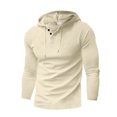 thumbnail image 3 of Waffle Hoodies for Men Drawstring Sweatshirt V Neck Tops Long Sleeve Hooded Pullover Casual Sweater Sports Golf Hoodies Classic Plain Pullovers Lightweight Outdoor Sweatshirts, 3 of 7