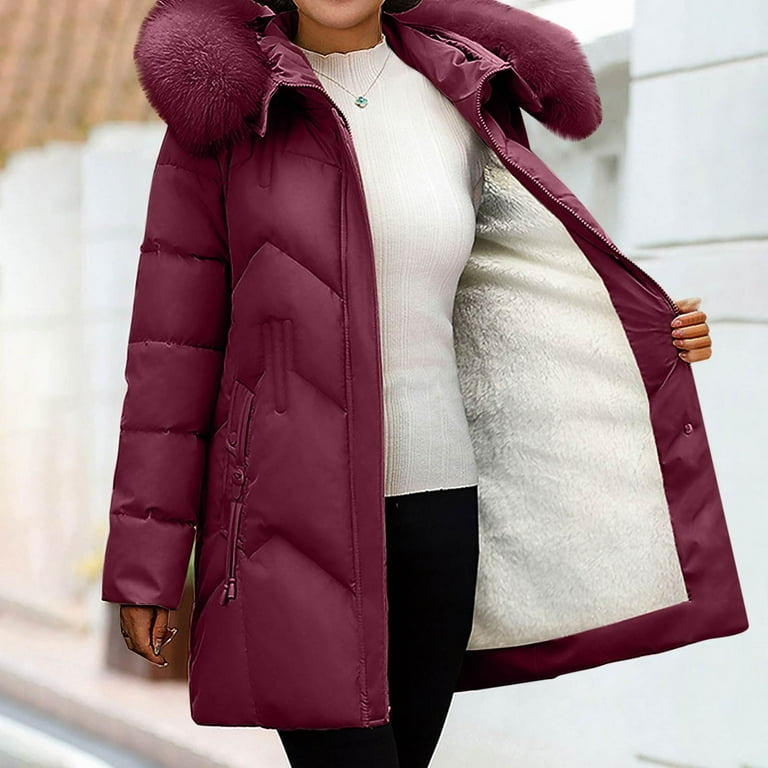 Juebong Women's Long Winter Puffer Coat Warm Thicken Fleece Lined