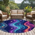 thumbnail image 5 of Neon Style Round Living Room Rugs 5 ft, Abstract Boho Colorful Flowing Waves Washable Area Rug with Non-Slip Sturdy Edge Binding Round Carpet for Entryway Kitchen Bedroom Bathroom, 5 of 9