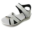 thumbnail image 1 of eczipvz Platform Sandals Ladies Fashion Summer Solid Leather Clamping Toe Flat Bottom Beach Sandals,Gray, 1 of 5