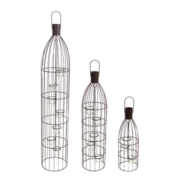 Melrose Set of 3 Espresso Brown Wire Bottle Frame Decorative Tea Light Holders 39"