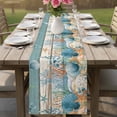 thumbnail image 4 of Vintage Blue Coastal Table Runner 70 Inches, Summer Beach Starfish Shell Coral Nautical Bed Runner Dresser Scarves Tabletop for Indoor Outdoor Parties/Ceremony/Banquet, 13" x 70", 4 of 8