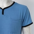 thumbnail image 4 of QualitChoice Robe de Nuit Légère en Polyester Manches Courtes Col en V Pyjama pour Hommes Bleu TTTG, 4 of 6