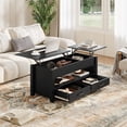 thumbnail image 2 of 47.2 Inch Lift Top Coffee Table, Adjustable Height Wooden Center Table with 2 Drawers, Hidden Compartment and Open Shelf for Living Room Home Office, 2 of 9