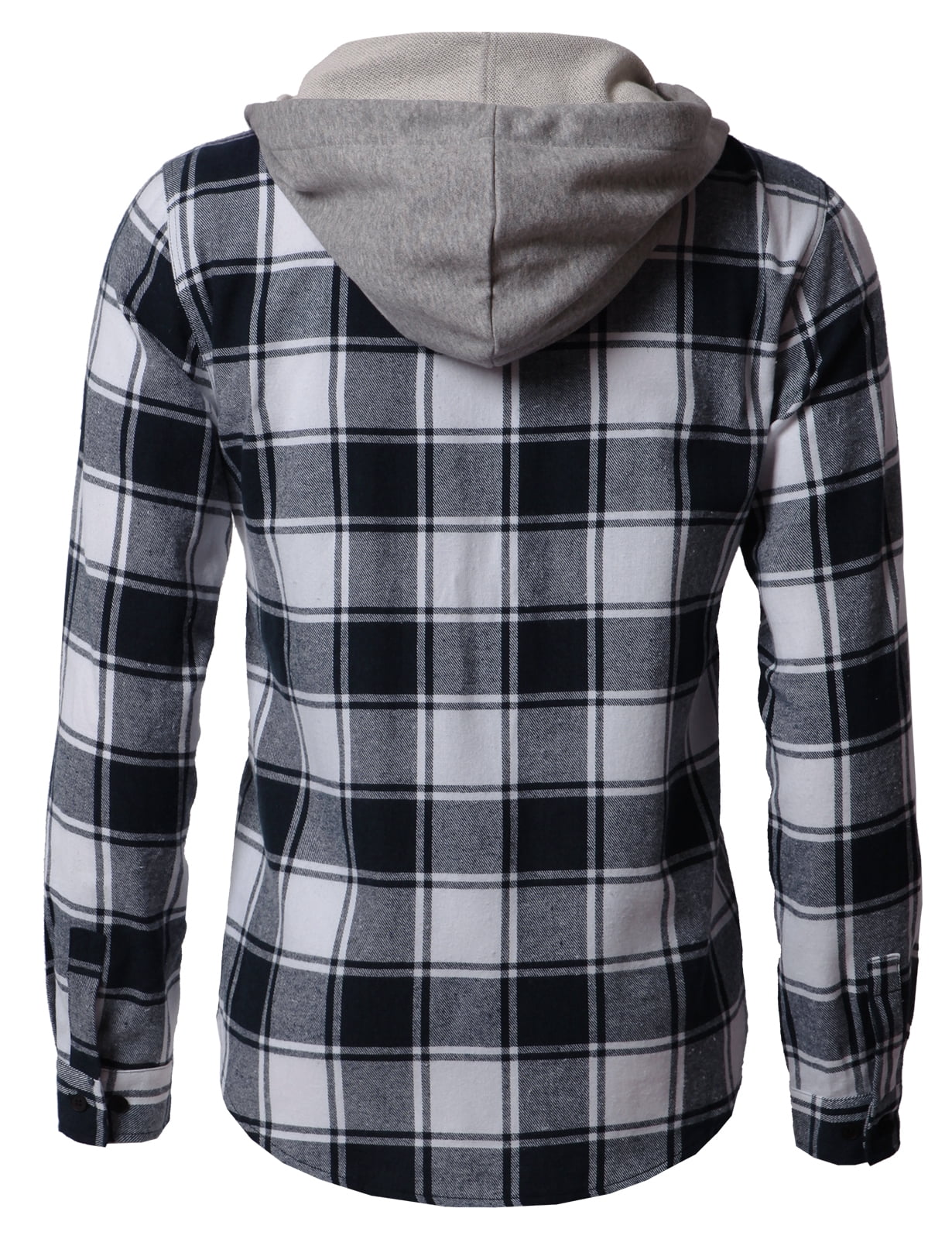 H2H Men's Plaid Drawstring Hoodie Flannel Shirt Various Colors