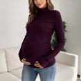 thumbnail image 7 of Fesfesfes Women Maternity Ribbed Turtleneck Top Long Sleeve Slim Fit Stretch Knit Pregnancy Base Layer Shirt for Autumn Winter S-XXL, 7 of 7