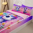 thumbnail image 3 of Homewish Cute Unicorn Zipper Twin Comforter Sets with Fitted Sheet and 2 Pillowcases，Colorful Flowers Watercolor Splatter Ink Zipper Bedding Set For Kids Girls,Pink Reversible,4 Pieces, 3 of 7