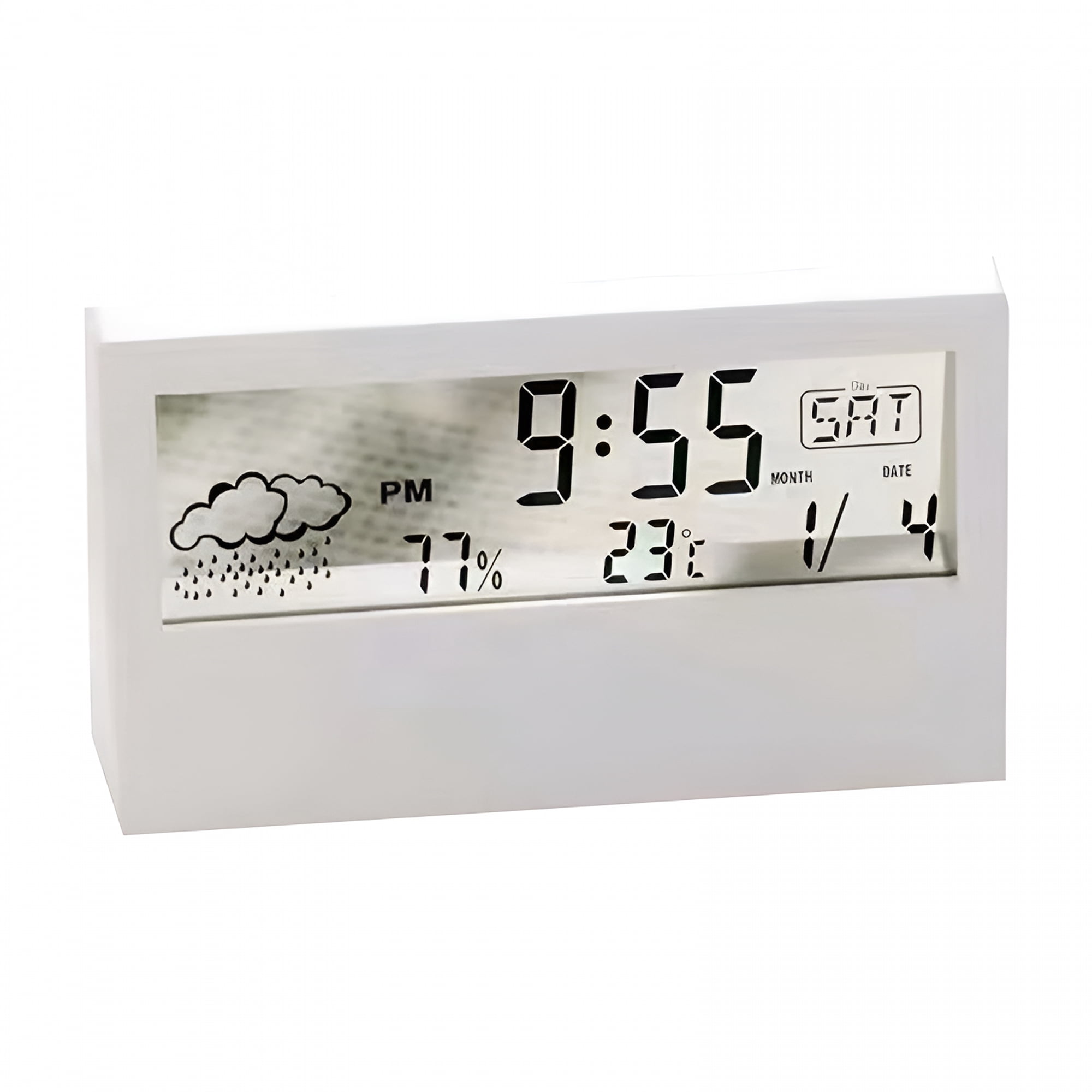 GJX Alarm Clocks for Bedrooms with Battery Backup,Auto Set Digital Clock with Date and Day of Week,Indoor Temperature Humidity,Moon Phase,Dimmer,Auto Dst,USB Port