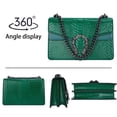 thumbnail image 2 of Bolso bandolera Aiqudou de cuero verde con estampado de serpiente para mujer, 2 of 7