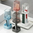 thumbnail image 6 of THLKIF Toothbrush Holder with Cup/Cover, 3 Slots Toothpaste Holder Stand for Bathroom Countertop Plastic Storage Organizer for Toothbrushes, Electric Toothbrushes, 6 of 9