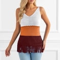 thumbnail image 2 of DHFJKG Tank Tops For Women Crochet Sleeveless V Neck Tassels Hem Boho Beach Outfit Casual Summer Vacation Clothes Color Block Stylish Top, 2 of 4