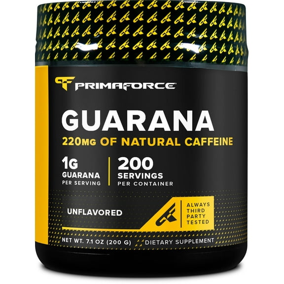 PrimaForce Guarana Powder (200g) (Unflavored) - Pure Guarana, 220 mg Natural Caffeine, 200 Servings