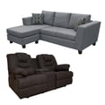 thumbnail image 2 of Set Sala Estancia, Sala Caprice Gris + Reclinable doble Ferrata Chocolate, 2 of 7
