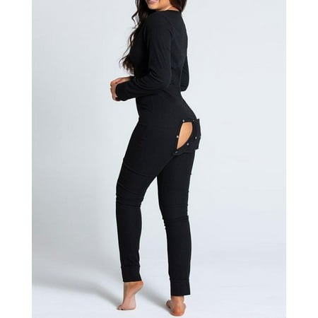 

Well Solid Color Functional Buttoned Flap Adults Pajamas