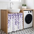 thumbnail image 3 of Purple Ombre Botanical Cabinet Curtain 35"Wx35"L,Dustproof Under Sink Skirt W/ Self Adhesive Tape,Watercolor Country Pastoral Leaf Cabinet Curtain Cover for Kitchen Sink,Bathroom Vanity,Laundry Room, 3 of 9